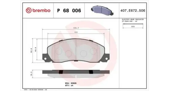 Bremsbelagsatz, Scheibenbremse Vorderachse MAGNETI MARELLI 363700468006 Bild Bremsbelagsatz, Scheibenbremse Vorderachse MAGNETI MARELLI 363700468006