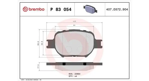 Bremsbelagsatz, Scheibenbremse Vorderachse MAGNETI MARELLI 363700483054