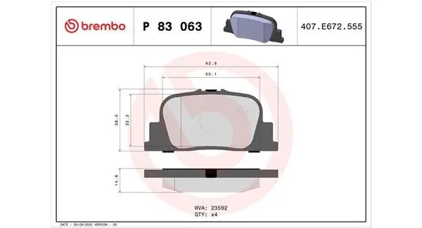 Bremsbelagsatz, Scheibenbremse Hinterachse MAGNETI MARELLI 363700483063