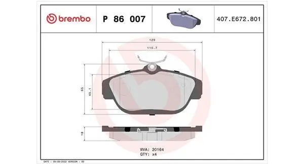 Bremsbelagsatz, Scheibenbremse Vorderachse MAGNETI MARELLI 363700486007