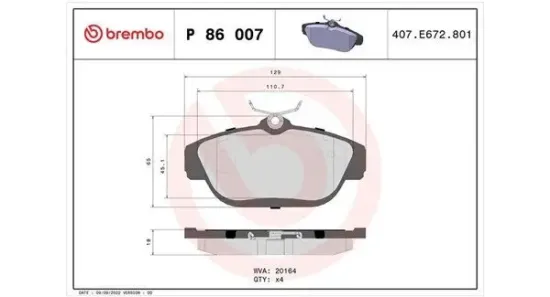 Bremsbelagsatz, Scheibenbremse Vorderachse MAGNETI MARELLI 363700486007 Bild Bremsbelagsatz, Scheibenbremse Vorderachse MAGNETI MARELLI 363700486007