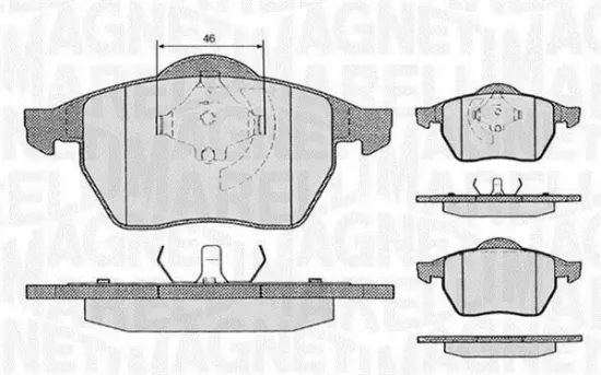 Bremsbelagsatz, Scheibenbremse Vorderachse MAGNETI MARELLI 363916060146 Bild Bremsbelagsatz, Scheibenbremse Vorderachse MAGNETI MARELLI 363916060146