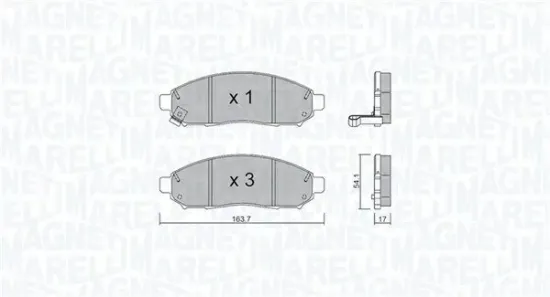 Bremsbelagsatz, Scheibenbremse Vorderachse MAGNETI MARELLI 363916060982 Bild Bremsbelagsatz, Scheibenbremse Vorderachse MAGNETI MARELLI 363916060982