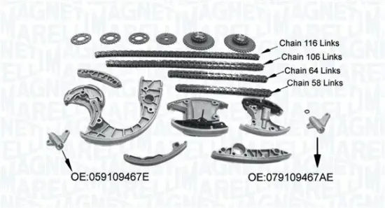 Steuerkettensatz MAGNETI MARELLI 341500001580 Bild Steuerkettensatz MAGNETI MARELLI 341500001580