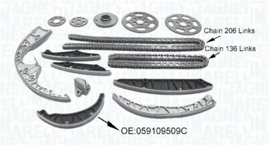 Steuerkettensatz MAGNETI MARELLI 341500001590 Bild Steuerkettensatz MAGNETI MARELLI 341500001590
