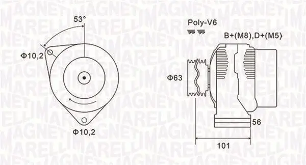 Generator 14 V MAGNETI MARELLI 063731152010