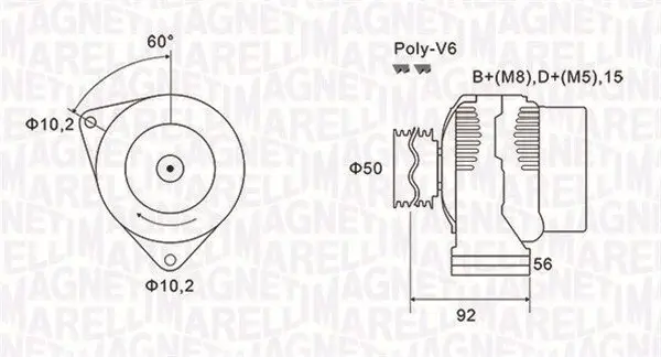 Generator 14 V MAGNETI MARELLI 063731491010
