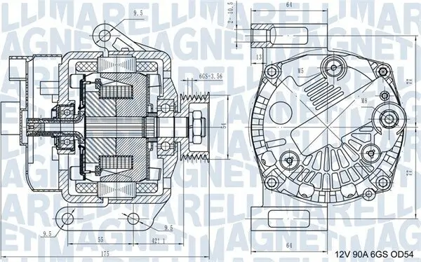 Generator 12 V MAGNETI MARELLI 063731562210 Bild Generator 12 V MAGNETI MARELLI 063731562210