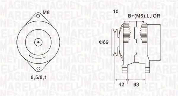 Generator 14 V MAGNETI MARELLI 063731600010