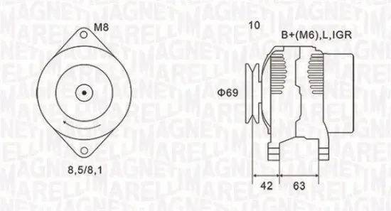 Generator 14 V MAGNETI MARELLI 063731600010 Bild Generator 14 V MAGNETI MARELLI 063731600010