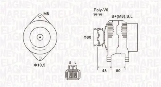 Generator 14 V MAGNETI MARELLI 063731607010 Bild Generator 14 V MAGNETI MARELLI 063731607010