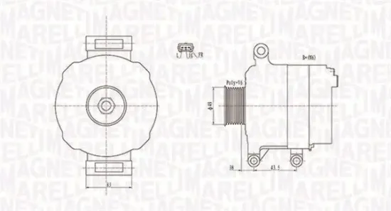 Generator 12 V MAGNETI MARELLI 063731676010 Bild Generator 12 V MAGNETI MARELLI 063731676010