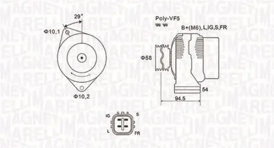 Generator 12 V MAGNETI MARELLI 063731721010 Bild Generator 12 V MAGNETI MARELLI 063731721010