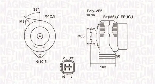 Generator 14 V MAGNETI MARELLI 063731727010
