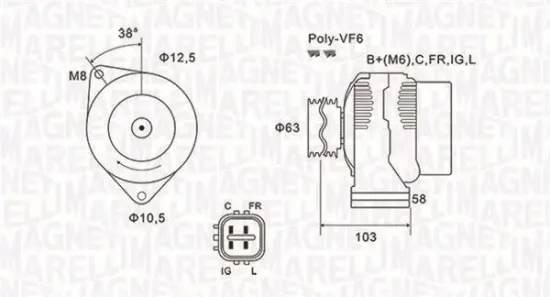 Generator 14 V MAGNETI MARELLI 063731727010 Bild Generator 14 V MAGNETI MARELLI 063731727010
