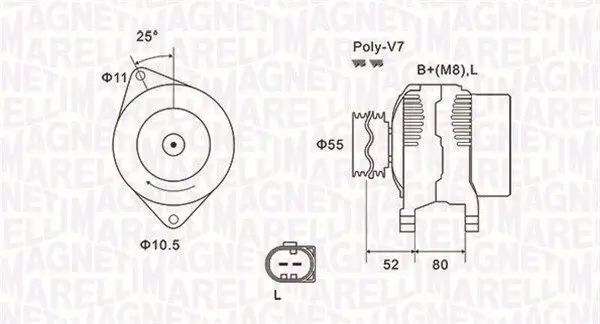 Generator 14 V MAGNETI MARELLI 063731837010
