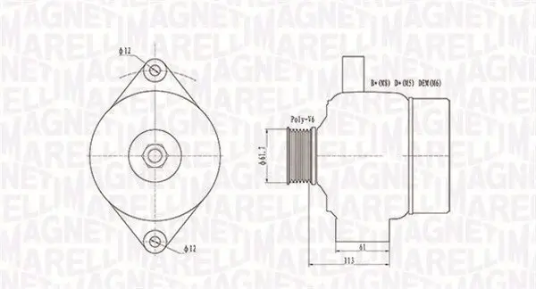 Generator 12 V MAGNETI MARELLI 063731890010