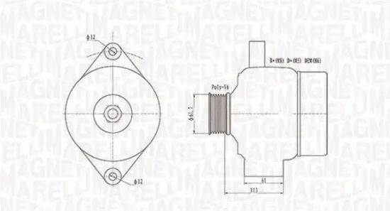 Generator 12 V MAGNETI MARELLI 063731890010 Bild Generator 12 V MAGNETI MARELLI 063731890010