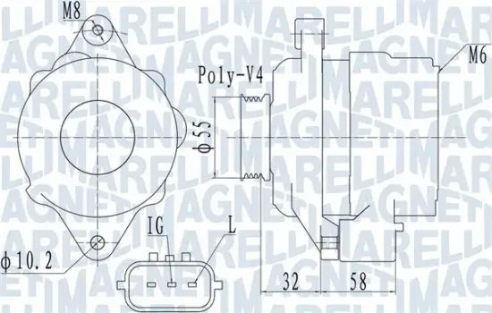 Generator 14 V MAGNETI MARELLI 063731943010 Bild Generator 14 V MAGNETI MARELLI 063731943010