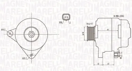 Generator 12 V MAGNETI MARELLI 063731959010 Bild Generator 12 V MAGNETI MARELLI 063731959010