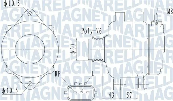 Generator 14 V MAGNETI MARELLI 063732122010