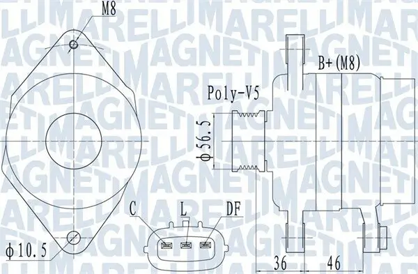 Generator 14 V MAGNETI MARELLI 063732127010