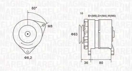 Generator 14 V MAGNETI MARELLI 063735060010 Bild Generator 14 V MAGNETI MARELLI 063735060010