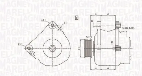 Generator 12 V MAGNETI MARELLI 063738290010 Bild Generator 12 V MAGNETI MARELLI 063738290010