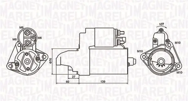 Starter 12 V 1,1 kW MAGNETI MARELLI 063721050010