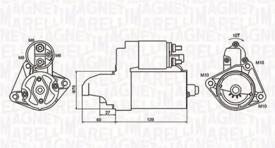 Starter 12 V 1,1 kW MAGNETI MARELLI 063721050010 Bild Starter 12 V 1,1 kW MAGNETI MARELLI 063721050010