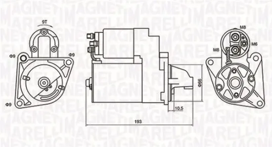 Starter 12 V 1,1 kW MAGNETI MARELLI 063721053010 Bild Starter 12 V 1,1 kW MAGNETI MARELLI 063721053010