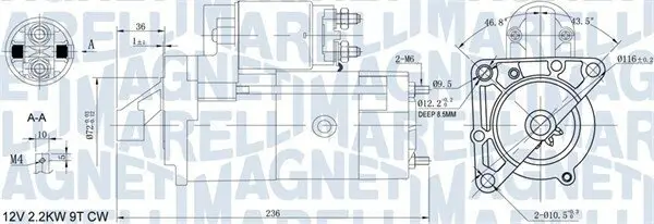 Starter 12 V 2,2 kW MAGNETI MARELLI 063721160010