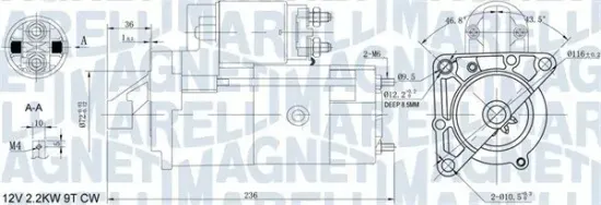 Starter 12 V 2,2 kW MAGNETI MARELLI 063721160010 Bild Starter 12 V 2,2 kW MAGNETI MARELLI 063721160010