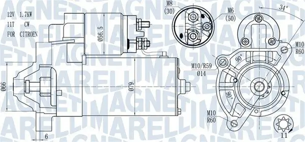 Starter 12 V 1,7 kW MAGNETI MARELLI 063721177010