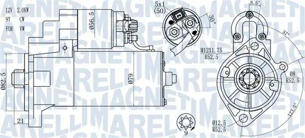 Starter 12 V 2 kW MAGNETI MARELLI 063721187010