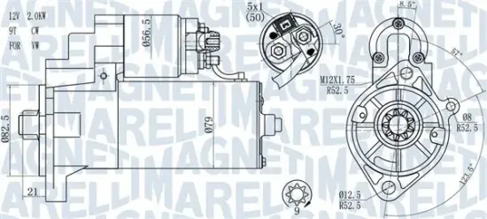 Starter 12 V 2 kW MAGNETI MARELLI 063721187010 Bild Starter 12 V 2 kW MAGNETI MARELLI 063721187010