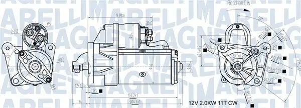 Starter 12 V 1,9 kW MAGNETI MARELLI 063721193010