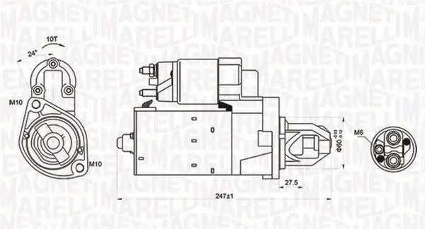 Starter 12 V 1,4 kW MAGNETI MARELLI 063721249010 Bild Starter 12 V 1,4 kW MAGNETI MARELLI 063721249010