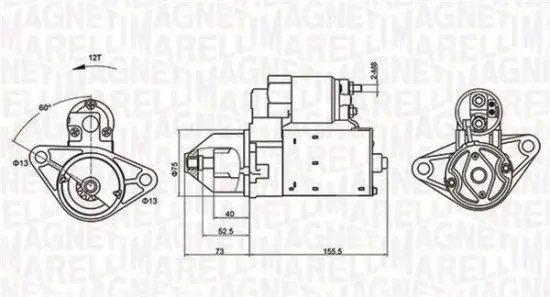 Starter 12 V 1,1 kW MAGNETI MARELLI 063721253010 Bild Starter 12 V 1,1 kW MAGNETI MARELLI 063721253010