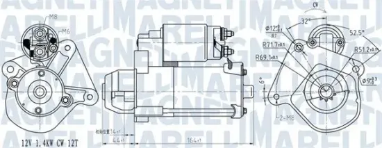 Starter 12 V 1,4 kW MAGNETI MARELLI 063721275010 Bild Starter 12 V 1,4 kW MAGNETI MARELLI 063721275010