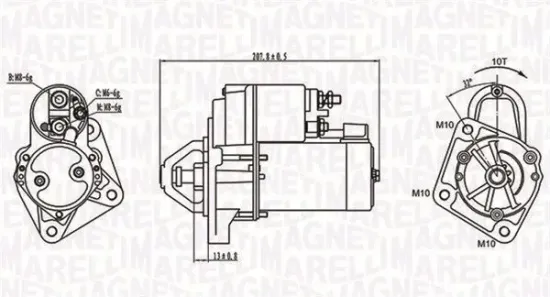 Starter 12 V 1,1 kW MAGNETI MARELLI 063721289010 Bild Starter 12 V 1,1 kW MAGNETI MARELLI 063721289010