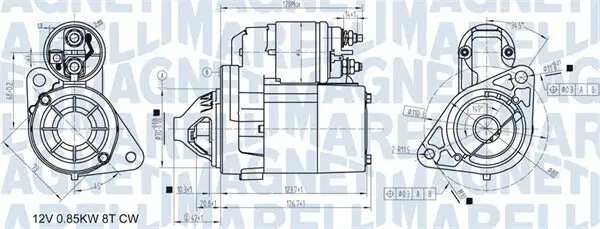 Starter 12 V 0,8 kW MAGNETI MARELLI 063721307010 Bild Starter 12 V 0,8 kW MAGNETI MARELLI 063721307010