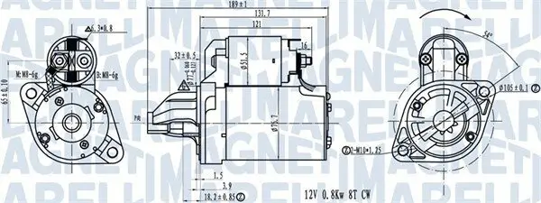 Starter 12 V 0,9 kW MAGNETI MARELLI 063721311010