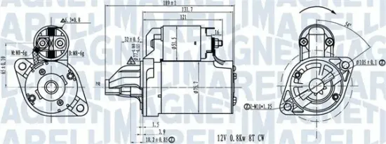 Starter 12 V 0,9 kW MAGNETI MARELLI 063721311010 Bild Starter 12 V 0,9 kW MAGNETI MARELLI 063721311010