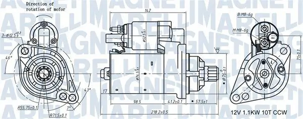 Starter 12 V 1,1 kW MAGNETI MARELLI 063721322010