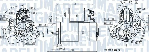 Starter 12 V 1,4 kW MAGNETI MARELLI 063721332010