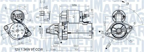 Starter 12 V 1,1 kW MAGNETI MARELLI 063721346010