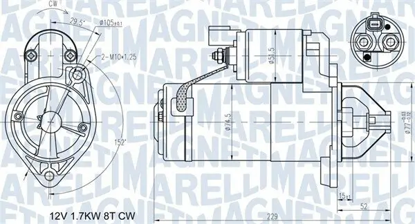 Starter 12 V 1,7 kW MAGNETI MARELLI 063721365010