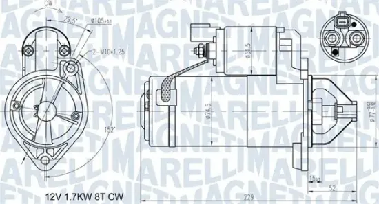 Starter 12 V 1,7 kW MAGNETI MARELLI 063721365010 Bild Starter 12 V 1,7 kW MAGNETI MARELLI 063721365010