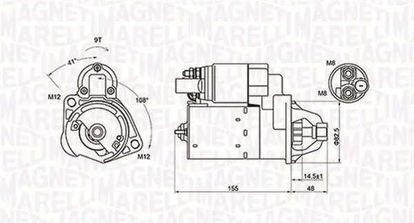 Starter 12 V 1,1 kW MAGNETI MARELLI 063721394010